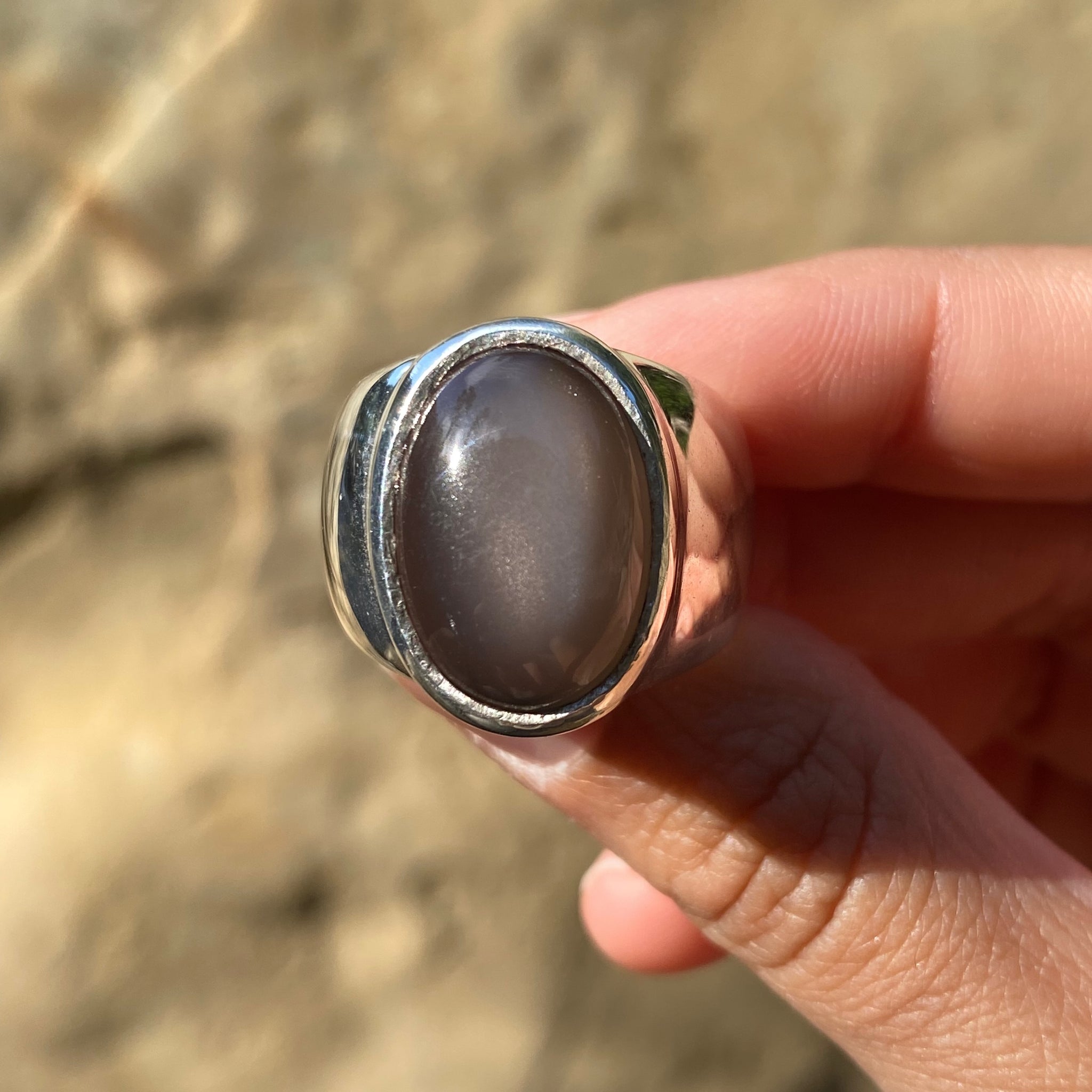 Grey Moonstone Ring - Size 9.25