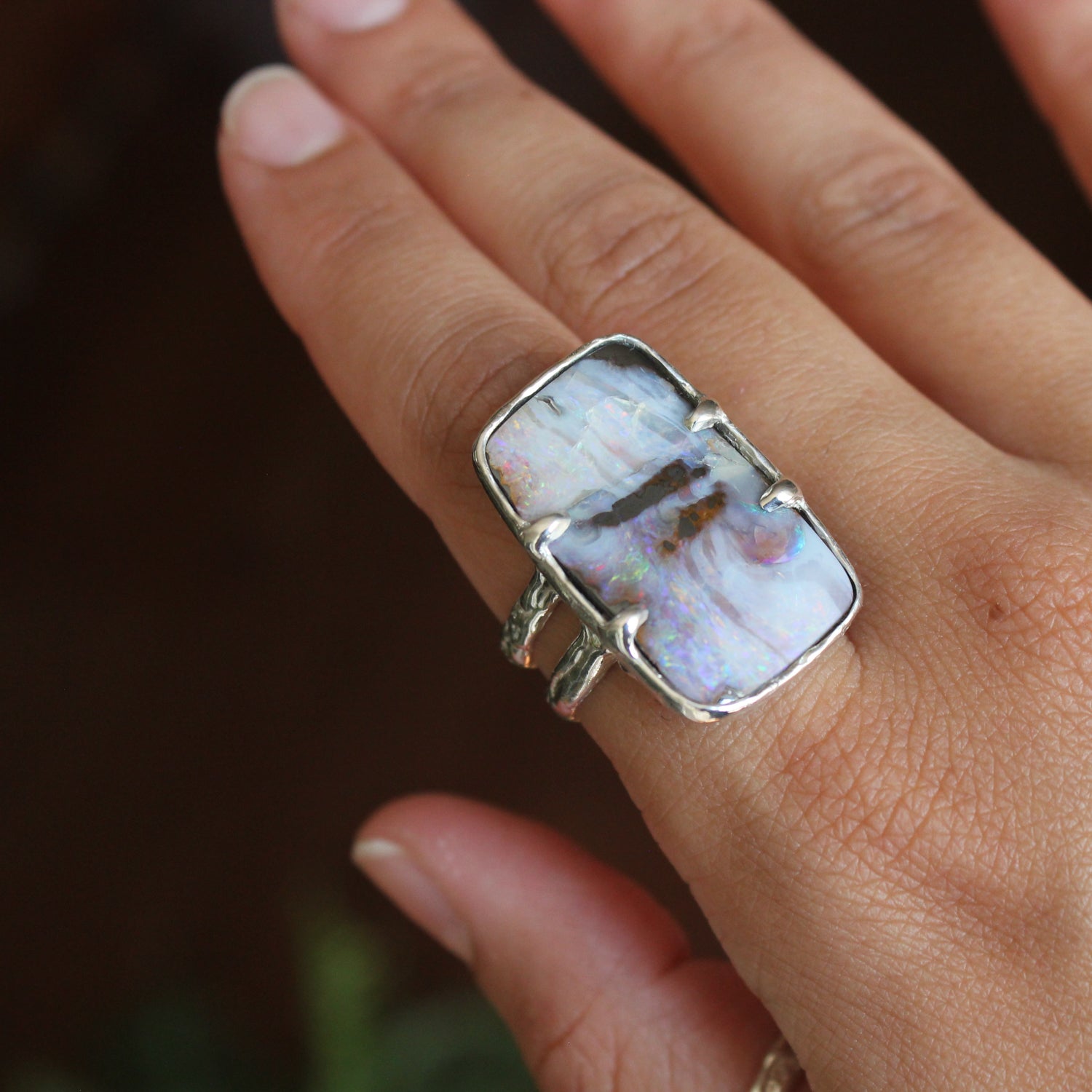 Double Band Opal Ring - Size 7.25 - Thaleia Jewelry