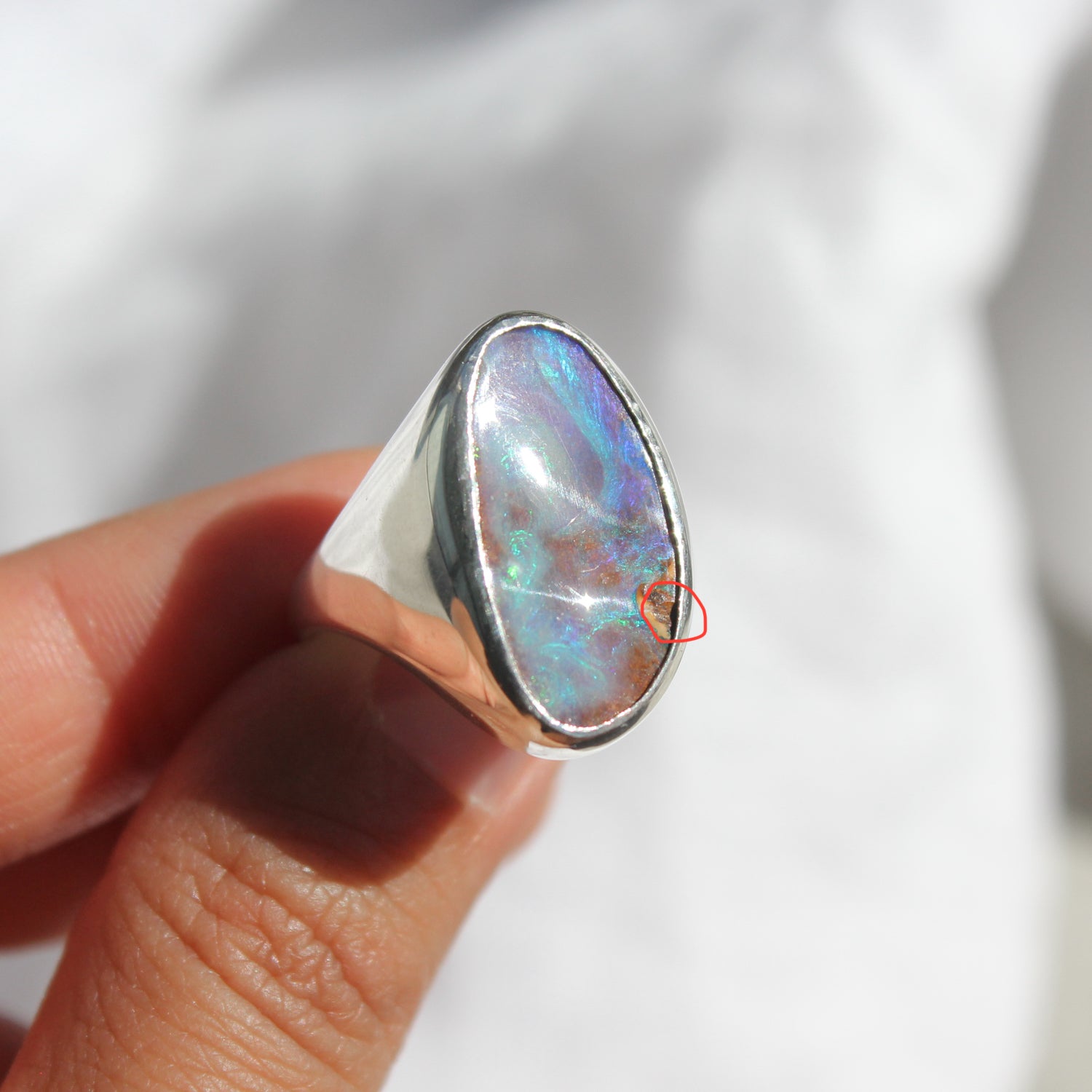 Chunky Boulder Opal Signet - Size 8 - Thaleia